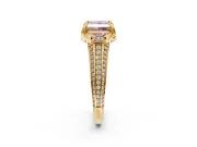 Solitaire Engagement Ring Setting for Fancy Pink Princess Cut Center with Accented Split Shank and Prong Head in Yellow Gold