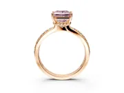 Solitaire Engagement Ring Setting for Fancy Pink Princess Cut Center with Raised Channel Band and Prong Head in Rose Gold