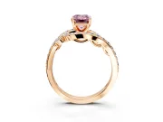 Solitaire Engagement Ring Setting for Fancy Pink Emerald Cut Center with Pave Bypass Twist Band and Prong Head in Rose Gold