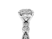 Solitaire Engagement Ring Setting for Cushion Cut Center with Milgrain Bezel Accents and Prong Head in Platinum