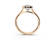 Solitaire Engagement Ring Setting for Cushion Cut Center with V Split Shank and Bezel Head in Rose Gold