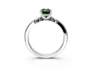 Solitaire Engagement Ring Setting for Fancy Green Emerald Cut Center with Beaded Shoulders and Prong Head in Platinum