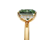 Solitaire Engagement Ring Setting for Fancy Green Radiant Cut Center with Plain Band, Open Basket and Prong Head in Yellow Gold