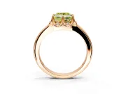 Floral Frame Engagement Ring Setting for Fancy Yellow Princess Cut Center with Accent Clusters and Prong Head in Rose Gold