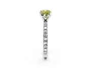 Solitaire Engagement Ring Setting for Fancy Yellow Cushion Cut Center with Fine Pave Band and Claw Prong Head in Sterling Silver