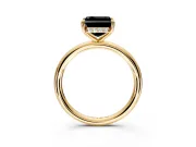 Hidden Halo Engagement Ring Setting for Fancy Black Asscher Cut Center with Thin Rounded Band and Prong Head in Yellow Gold