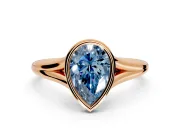 Solitaire Engagement Ring Setting for Fancy Blue Pear-Shaped Center with V Split Shank and Bezel Head in Rose Gold