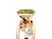 Solitaire Engagement Ring Setting for Fancy Yellow Emerald Cut Center with Criss-Cross Accent Band and Prong Head in Rose Gold