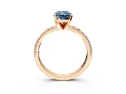 Solitaire Engagement Ring Setting for Fancy Blue Radiant Cut Center with Large Accents and Prong Head in Rose Gold