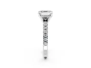 Solitaire Engagement Ring Setting for Asscher Cut Center with Large Accents and Prong Head in Platinum