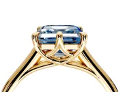 Solitaire Engagement Ring Setting for Fancy Blue Asscher Cut Center with Cathedral Band and Prong Head in Yellow Gold