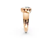 Solitaire Engagement Ring Setting for Heart-Shaped Center with Wide Band and Bezel Head in Rose Gold