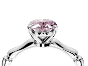 Solitaire Engagement Ring Setting for Fancy Pink Oval Center with Bamboo Band and Prong Head in Platinum
