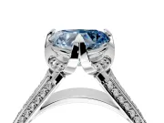 Solitaire Engagement Ring Setting for Fancy Blue Heart-Shaped Center with Accented Split Shank and Prong Head in Sterling Silver