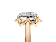 Floral Frame Engagement Ring Setting for Radiant Cut Center with Accent Clusters and Prong Head in Rose Gold