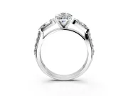 Channel-Set Engagement Ring Setting for Pear-Shaped Center with Baguette Band and Prong Head in Sterling Silver