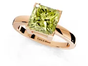 Solitaire Engagement Ring Setting for Fancy Yellow Princess Cut Center with Plain Band and Flat Tab Prong Head in Rose Gold
