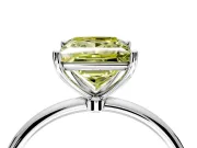 Solitaire Engagement Ring Setting for Fancy Yellow Princess Cut Center with Straight Thin Band and Prong Head in Platinum