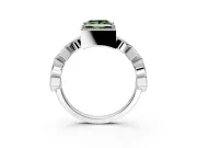 Milgrain Bezel Engagement Ring Setting for Fancy Green Princess Cut Center with Marquise Stations and Bezel Head in Sterling Silver