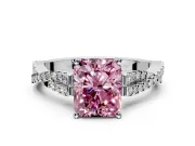 Solitaire Engagement Ring Setting for Fancy Pink Radiant Cut Center with Twisted Pave Split Shank and Prong Head in Sterling Silver