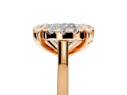 Single Halo Engagement Ring Setting for Cushion Cut Center with Corner Claws, Plain Band and Prong Head in Rose Gold