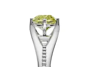 Solitaire Engagement Ring Setting for Fancy Yellow Cushion Cut Center with Milgrain Cathedral Band and Prong Head in White Gold