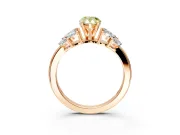 Leaf Cluster Engagement Ring Setting for Fancy Yellow Pear-Shaped Center with Marquise Accents and Prong Head in Rose Gold