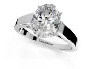 Solitaire Engagement Ring Setting for Oval Center with Tapered Split Shoulders and Prong Head in Platinum