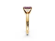 Solitaire Engagement Ring Setting for Fancy Pink Emerald Cut Center with Wire Band and Prong Head in Yellow Gold