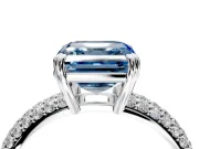 Solitaire Engagement Ring Setting for Fancy Blue Asscher Cut Center with Multi-Row Pave Accents and Basket Head in Platinum