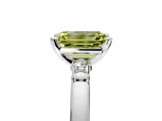 Solitaire Engagement Ring Setting for Fancy Yellow Emerald Cut Center with Beaded Shoulders and Prong Head in Sterling Silver