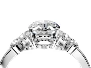 Solitaire Engagement Ring Setting for Oval Center with Marquise Flower Shoulders and Prong Head in Sterling Silver