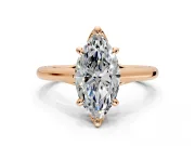 Solitaire Engagement Ring Setting for Marquise Center with Cathedral Band and Prong Head in Rose Gold