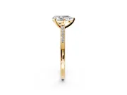 Solitaire Engagement Ring Setting for Pear-Shaped Center with Channel Accents and Prong Head in Yellow Gold