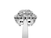 Starburst Halo Engagement Ring Setting for Cushion Cut Center with Flat Cathedral Band and Prong Head in Platinum