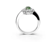 Halo Engagement Ring Setting for Fancy Green Marquise Center with Milgrain Channel Band and Prong Head in Sterling Silver