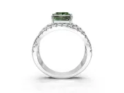 Solitaire Engagement Ring Setting for Fancy Green Princess Cut Center with Wide-Open Split Shank and Prong Head in White Gold