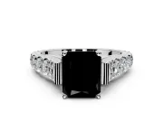 Solitaire Engagement Ring Setting for Fancy Black Radiant Cut Center with Pave Cathedral Shoulders and Prong Head in Platinum