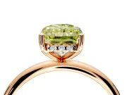Hidden Halo Engagement Ring Setting for Fancy Yellow Radiant Cut Center with Thin Round-Wire Band and Prong Head in Rose Gold