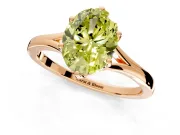 Solitaire Engagement Ring Setting for Fancy Yellow Oval Center with Plain Split Shank and Prong Head in Rose Gold