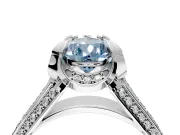 Solitaire Engagement Ring Setting for Fancy Blue Pear-Shaped Center with Accented Split Shank and Prong Head in Sterling Silver
