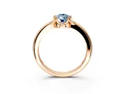 Floral Frame Engagement Ring Setting for Fancy Blue Pear-Shaped Center with Accent Clusters and Prong Head in Rose Gold