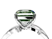 Solitaire Engagement Ring Setting for Fancy Green Asscher Cut Center with Pave and Plain Crossover Band and Prong Head in Platinum