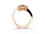 Halo Engagement Ring Setting for Fancy Green Oval Center with Milgrain Halo, Pave Band and Prong Head in Rose Gold