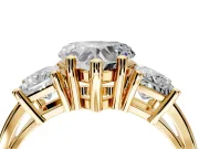 3 Stone Engagement Ring Setting for Heart-Shaped Center with Matching Side Accents and Prong Head in Yellow Gold