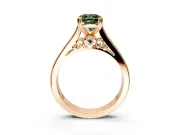 Solitaire Engagement Ring Setting for Fancy Green Cushion Cut Center with Channel Band and Double Claw Prong Head in Rose Gold