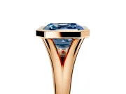 Solitaire Engagement Ring Setting for Fancy Blue Asscher Cut Center with V Split Shank and Bezel Head in Rose Gold