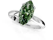 Solitaire Engagement Ring Setting for Fancy Green Marquise Center with Reverse Tapered Band and Prong Head in Platinum