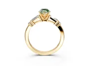 Bar-Set Engagement Ring Setting for Fancy Green Marquise Center with Tapered Baguette Accents and Prong Head in Yellow Gold