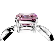 Solitaire Engagement Ring Setting for Fancy Pink Asscher Cut Center with Twisted Pave Band and Prong Head in Sterling Silver